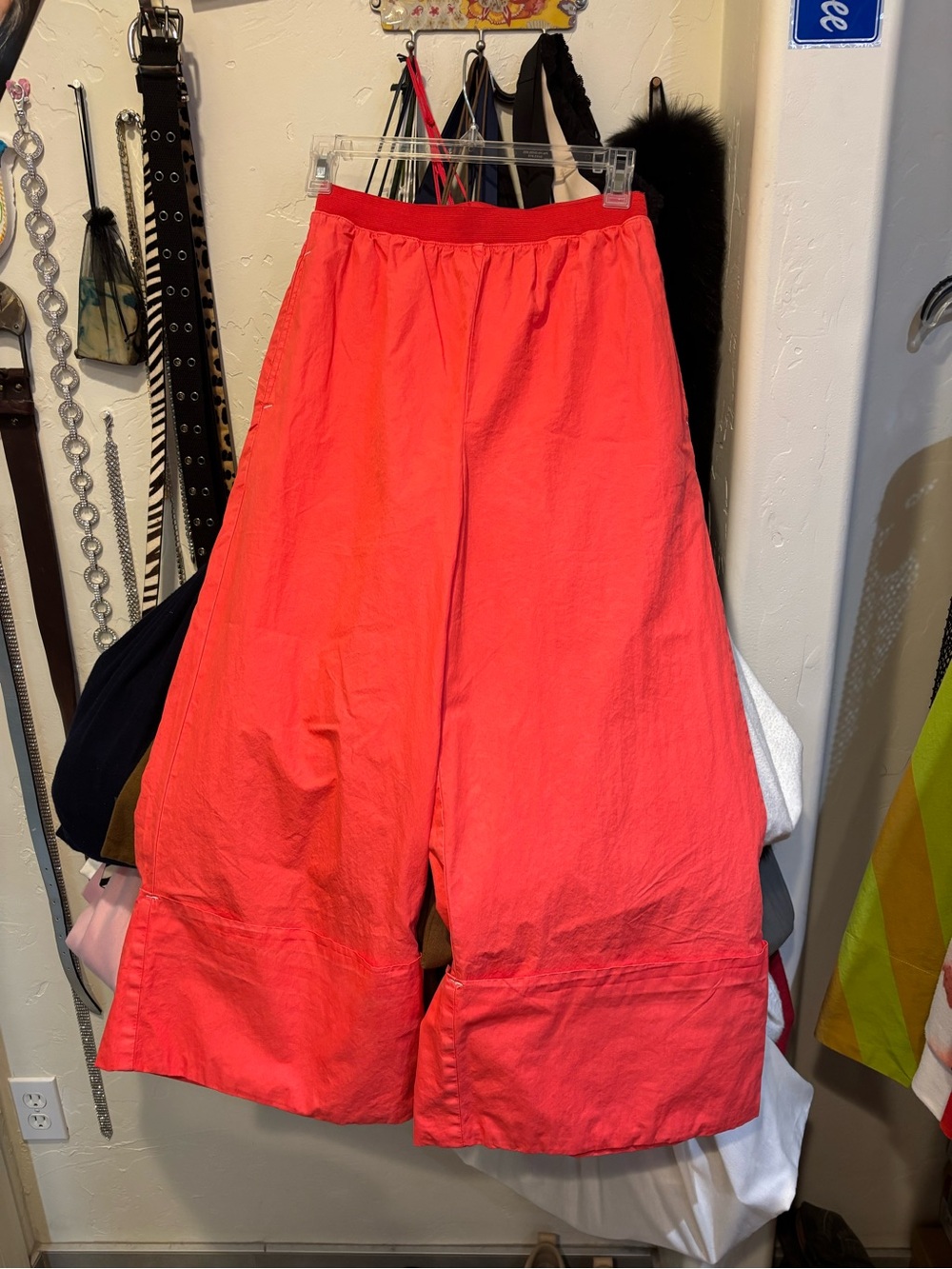 Coral Red Wide-Leg cropped folded cotton pant-just came out couple months back!